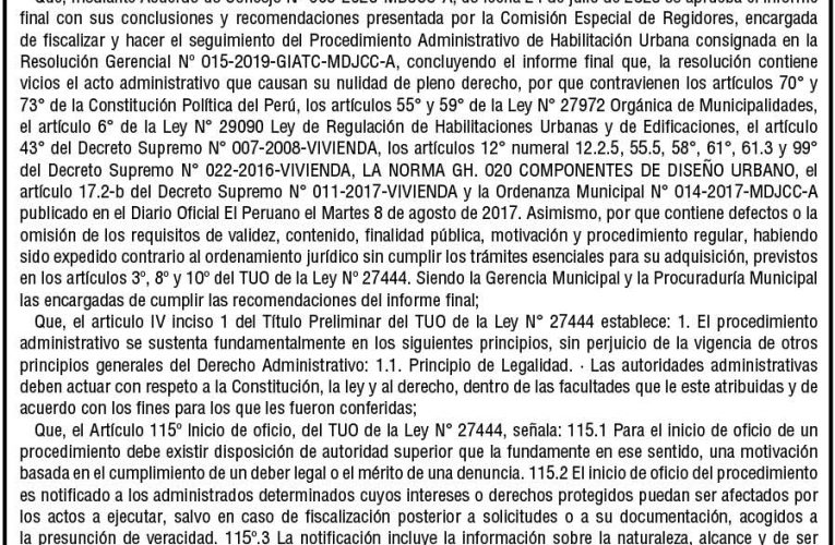 Resolución de Gerencia Municipal n.º 189 de la Municipalidad Distrital de José Crespo y Castillo