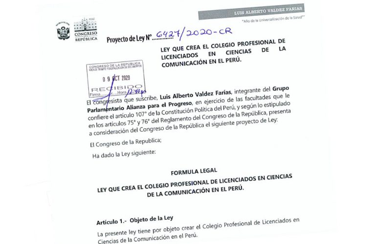 Por tercera vez piden crear Colegio de Comunicadores del Perú