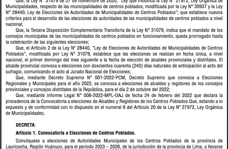 Resolución de Alcaldía n.° 048 de la Municipalidad Provincial de Lauricocha