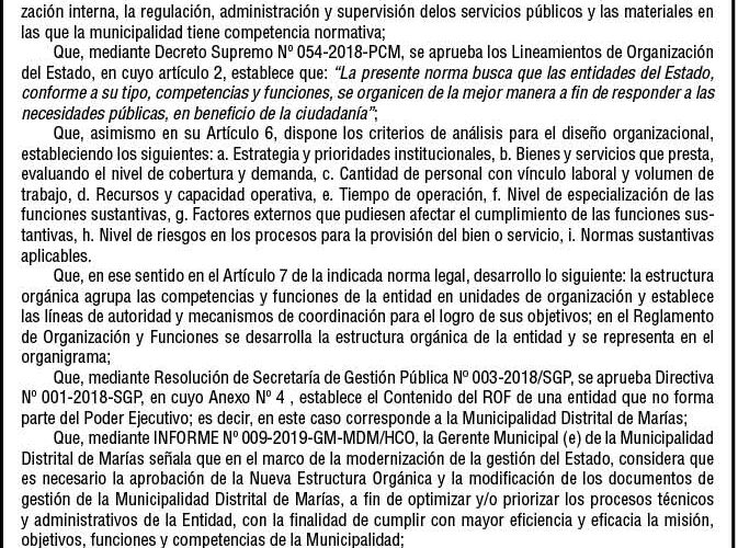 Ordenanza n.º 005 de la Municipalidad Distrital de Marías