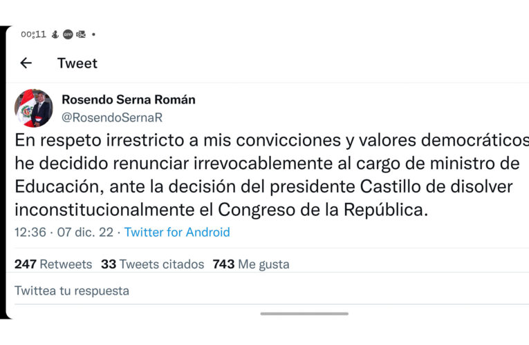 Ministro huanuqueño Rosendo Serna renunció tras autogolpe de Estado