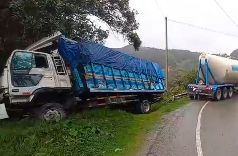 Dos heridos al despistarse camión en Carpish