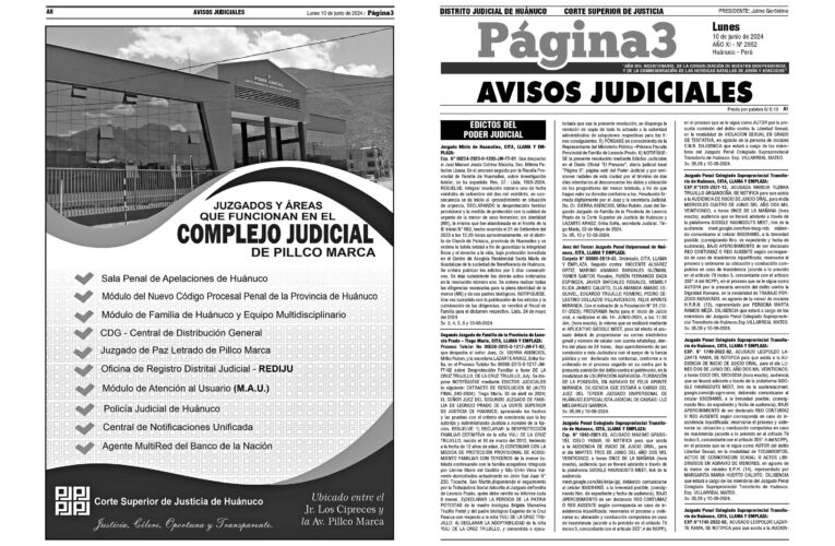 Avisos Judiciales del 10 de junio de 2024