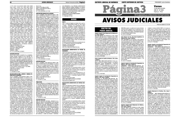 Avisos Judiciales del 14 de junio de 2024
