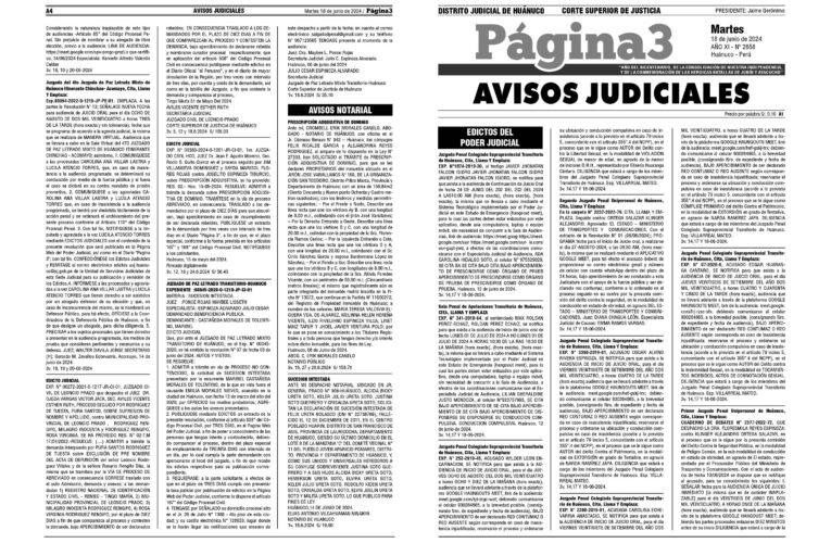 Avisos Judiciales del 18 de junio de 2024