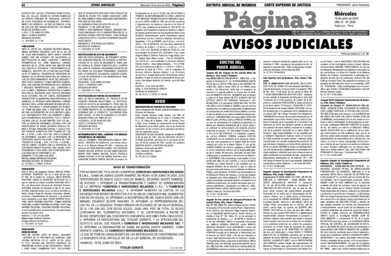 Avisos Judiciales del 19 de junio de 2024