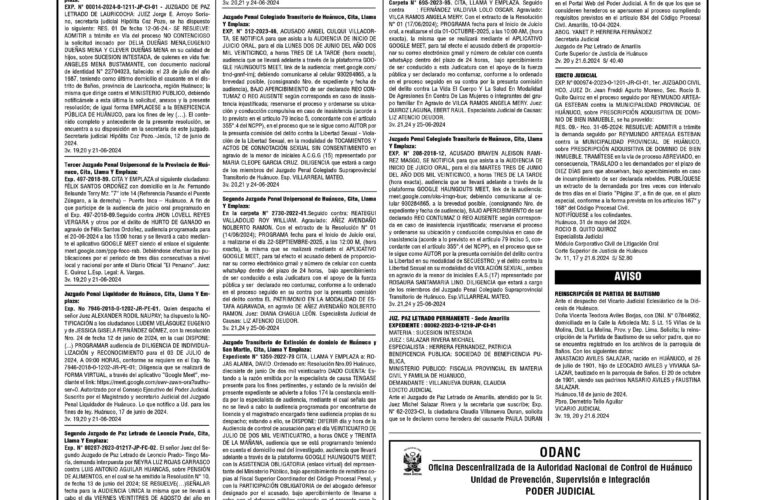 Avisos Judiciales del 21 de junio de 2024