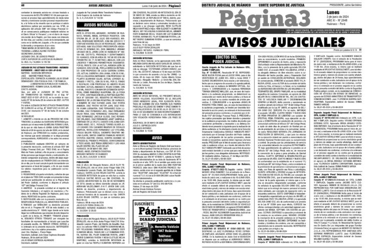 Avisos Judiciales del 3 de junio de 2024