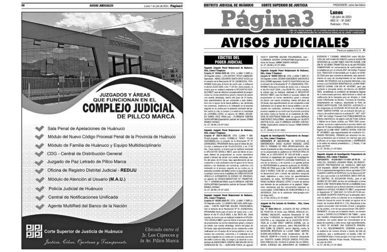Avisos Judiciales del 1 de julio de 2024