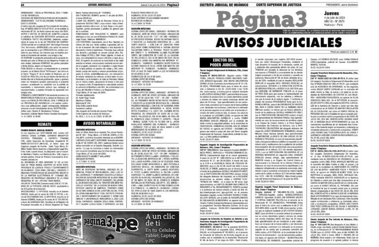 Avisos Judiciales del 4 de julio de 2024