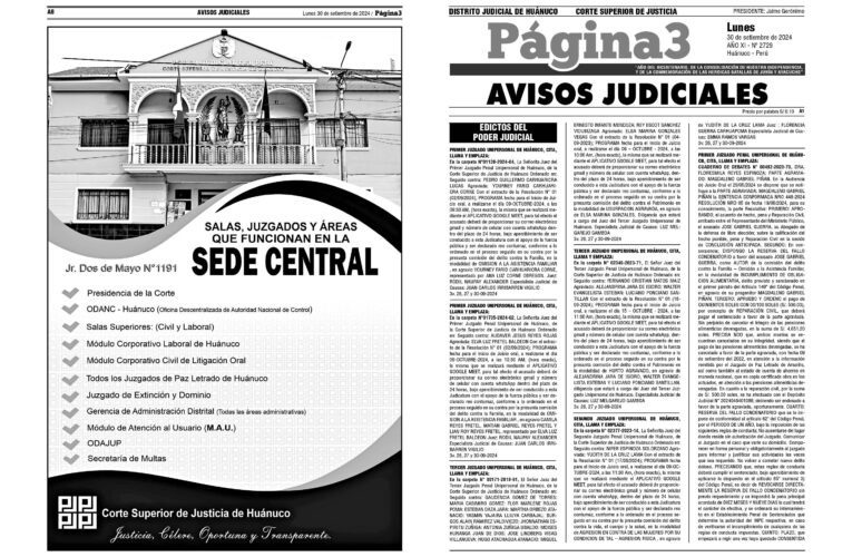 Avisos Judiciales del 30 de setiembre de 2024