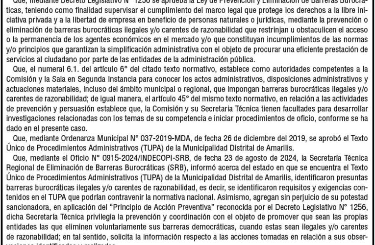 Decreto de Alcaldía n.° 005 de la Municipalidad Distrital de Amarilis