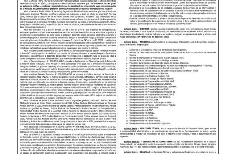 Ordenanza n.º 001 de la Municipalidad Provincial de Huánuco
