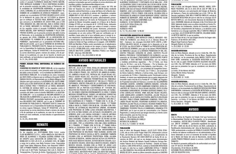 Avisos Judiciales del 25 de febrero de 2025