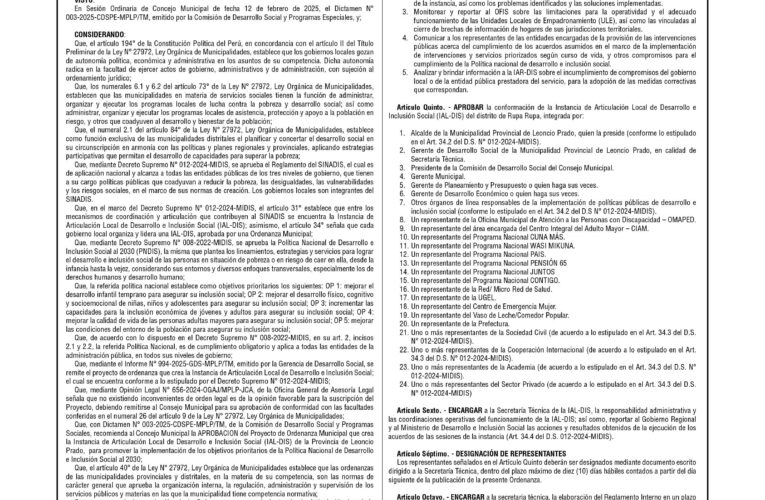 Ordenanza n.º 001 de la Municipalidad Provincial de Leoncio Prado
