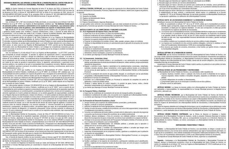 Ordenanzas n.º 007 de la Municipalidad Provincial de Huánuco