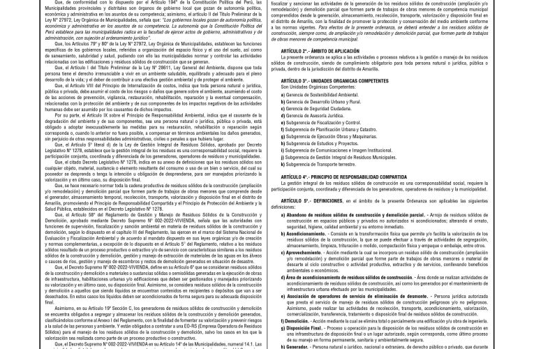 Ordenanza n.° 003 de la Municipalidad Distrital de Amarilis