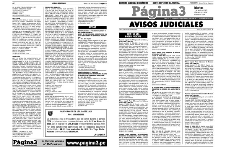 Avisos Judiciales del 1 de abril de 2025