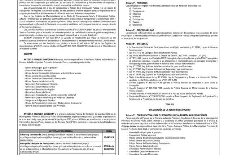 Decreto de Alcaldía n.º 006 de la Municipalidad Provincial de Leoncio Prado