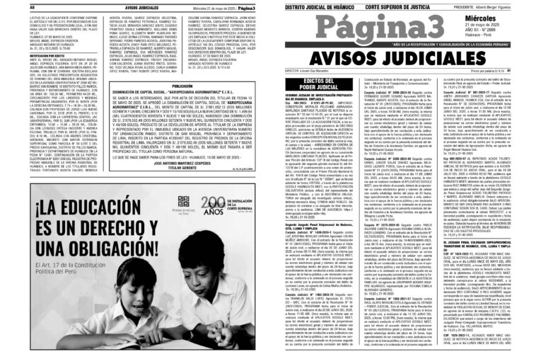 Avisos Judiciales del 21 de mayo de 2025