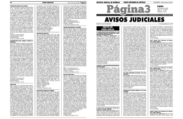 Avisos Judiciales del 5 de mayo de 2025
