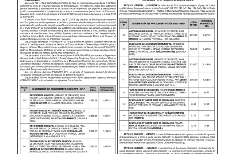 Ordenanza n.º 003 de la Municipalidad Provincial de Leoncio Prado