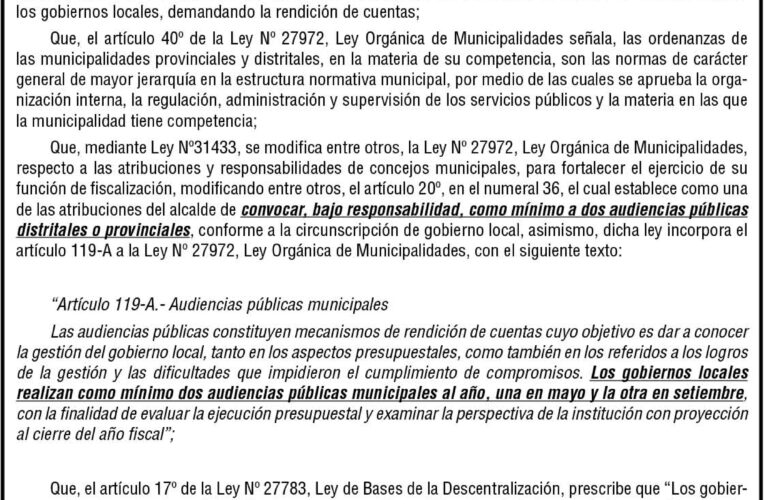Ordenanza n.º 006 de la Municipalidad Provincial de Ambo