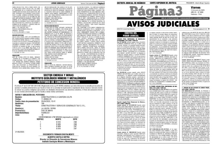 Avisos Judiciales del 13 de junio de 2025