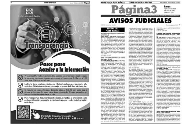 Avisos Judiciales del 16 de junio de 2025