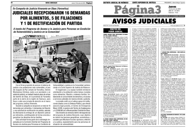 Avisos Judiciales del 19 de junio de 2025