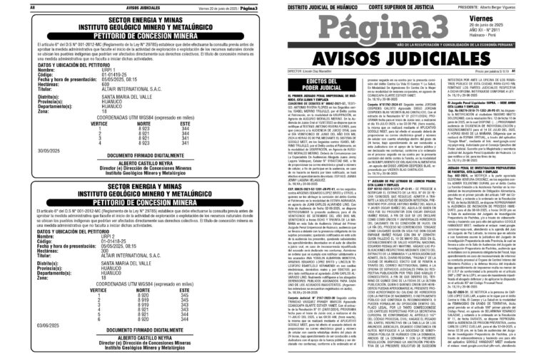 Avisos Judiciales del 20 de junio de 2025