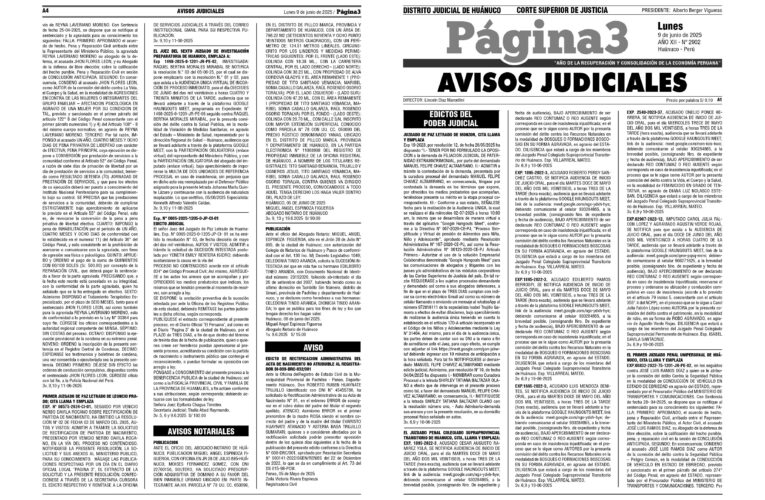 Avisos Judiciales del 9 de junio de 2025
