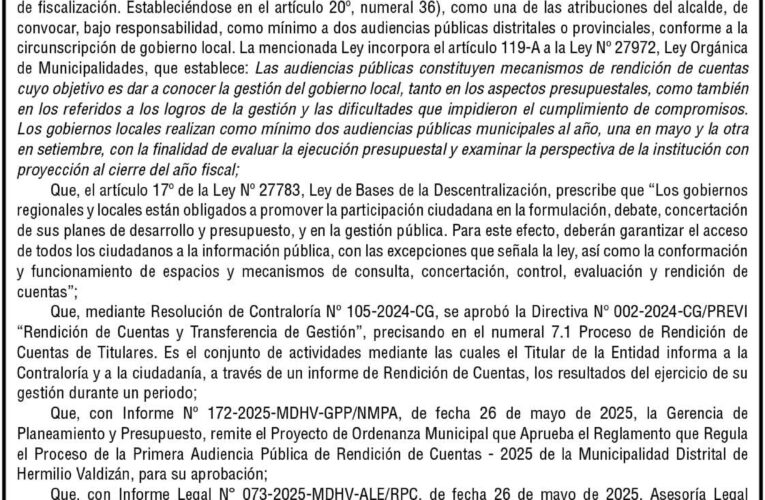 Ordenanza n.° 008 de la Municipalidad Distrital de Hermilio Valdizán